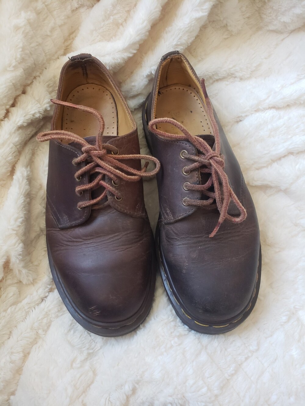 Dr. Martens Brown Leather Lace-Up Flats